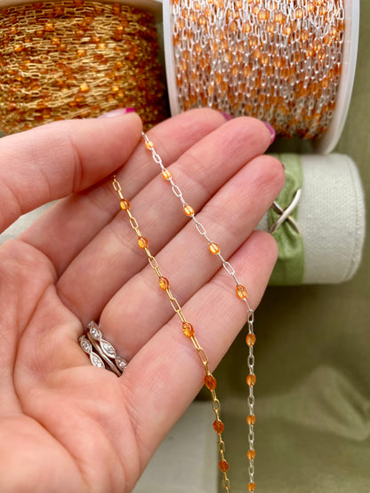 Peachy Orange Enamel Chain - Sunburst - E30