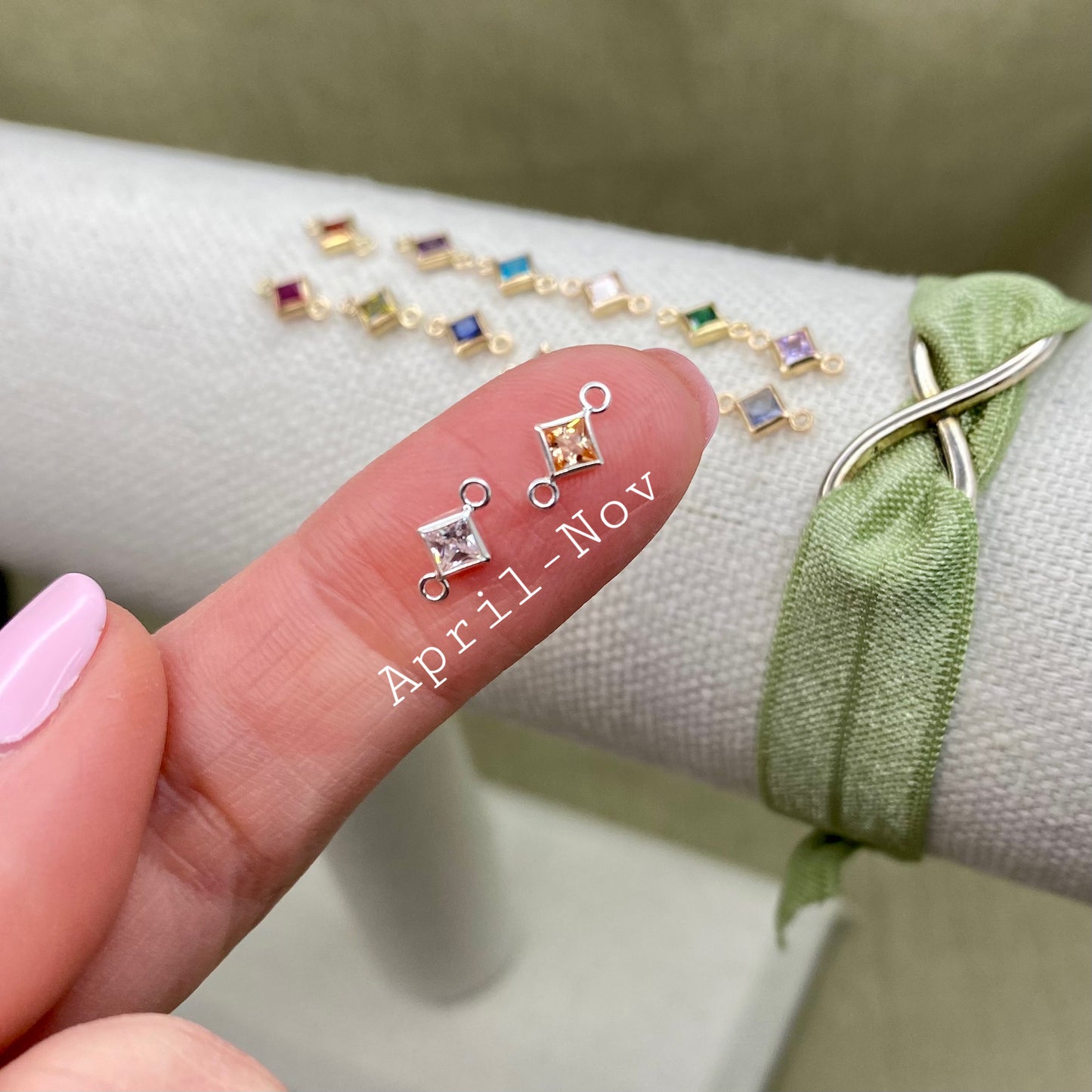 Luxe Baguette Rectangle Birthstone Connectors - Gold Filled - B42G - Luxe Colors