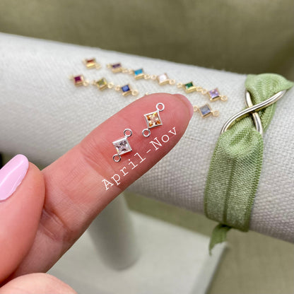 Luxe Baguette Rectangle Birthstone Connectors - Gold Filled - B42G - Luxe Colors