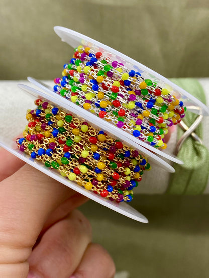 Rainbow Enamel Chain - Dot Cable - E19