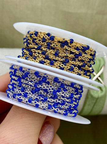 Sapphire Blue Enamel Chain - Dot Cable - E7