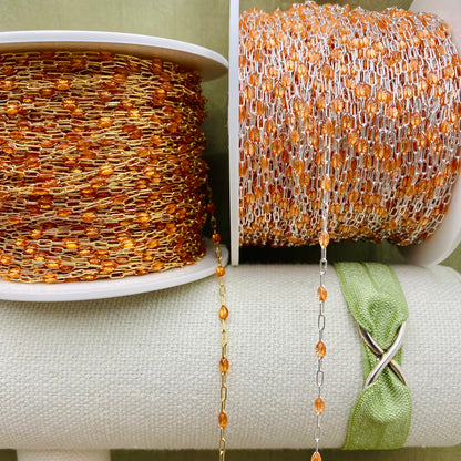 Peachy Orange Enamel Chain - Sunburst - E30