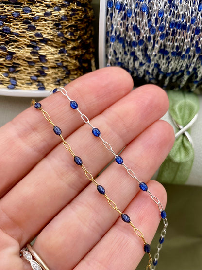 Cobalt Blue Enamel Chain - Sunburst - E26
