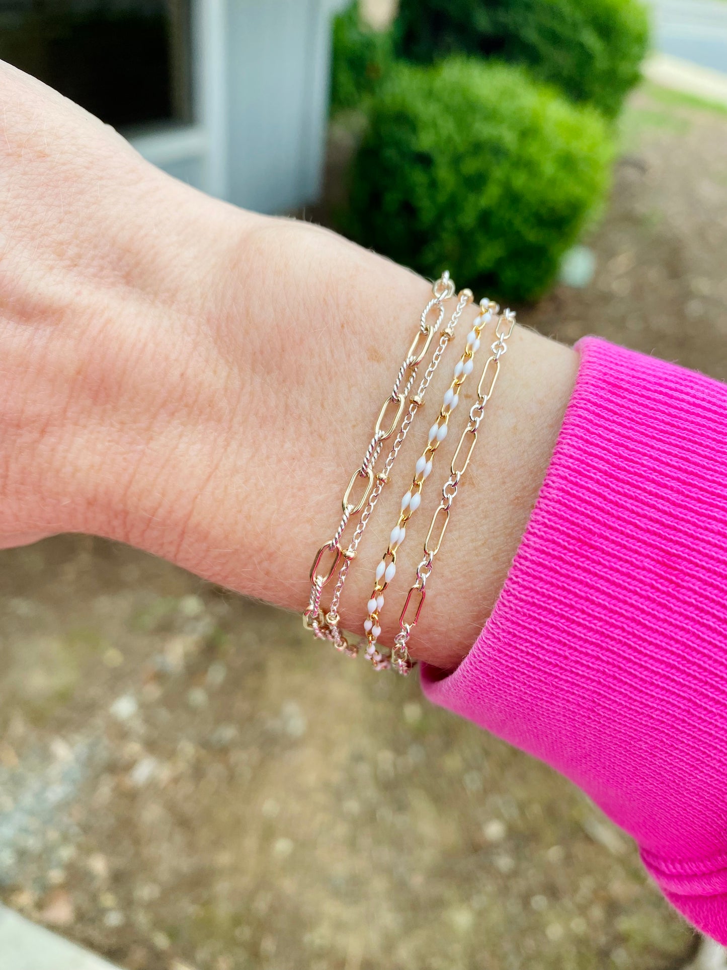 White Enamel Chain - Twin Paperclip - E10