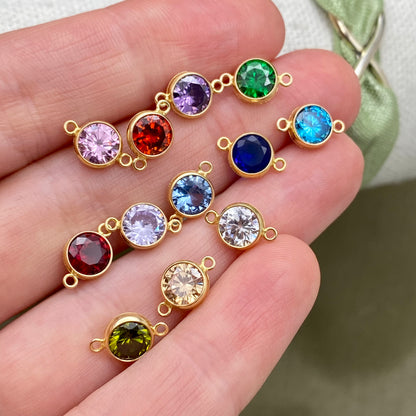 6mm Birthstone Connectors - Gold Filled - B45G - Luxe Colors
