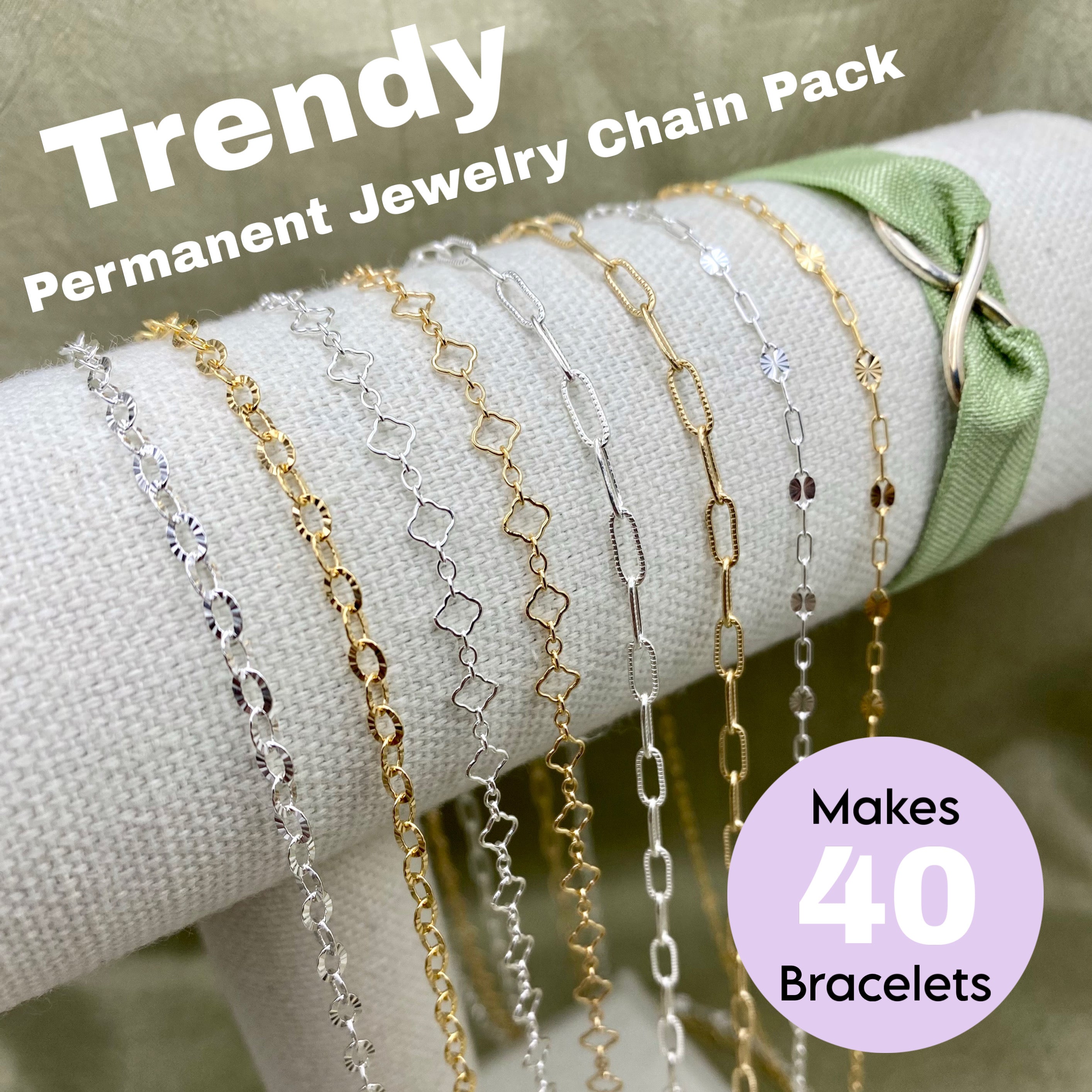 Permanent Jewelry Chain Starter Pack - the Trendy Kit - 8 Chains for ...