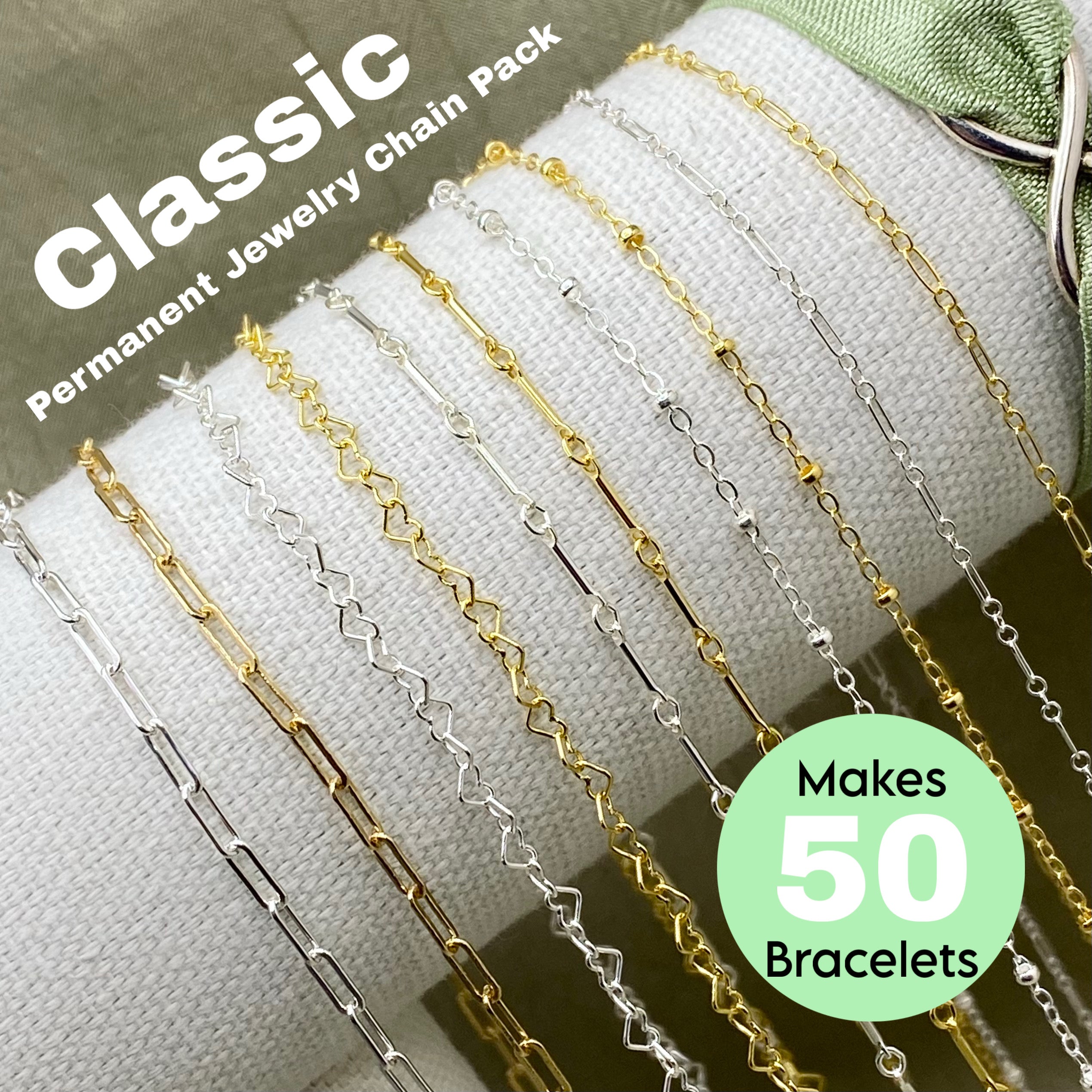 Sample Chain Sets Permanent Jewelry Chain Starter Pack - The Classic Kit - 10 Chains for ...