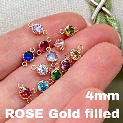 Luxe 4mm Birthstone Connectors Round - ROSE Gold Filled - 3 Pack/12 Pack - B41R - Luxe Colors