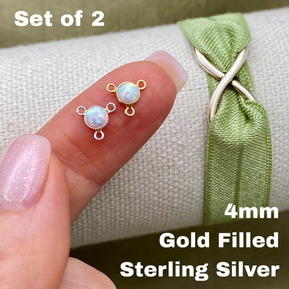 10 - 2 - 6 White Opal Connectors 4mm - 2 Pack - B47