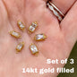 Rectangle Baguette Connectors 5mm & 6mm - 3 Pack - B42 B43 - Gold Filled