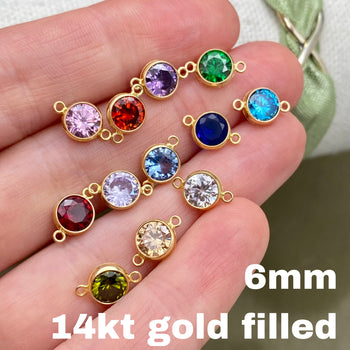 6mm Birthstone Connectors - Gold Filled - B45G - Luxe Colors