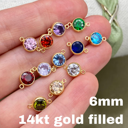 6mm Birthstone Connectors - Gold Filled - B45G - Luxe Colors
