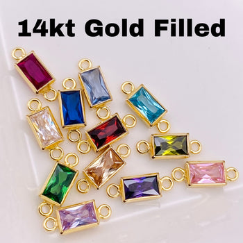 Luxe Baguette Rectangle Birthstone Connectors - Gold Filled - B42G - Luxe Colors
