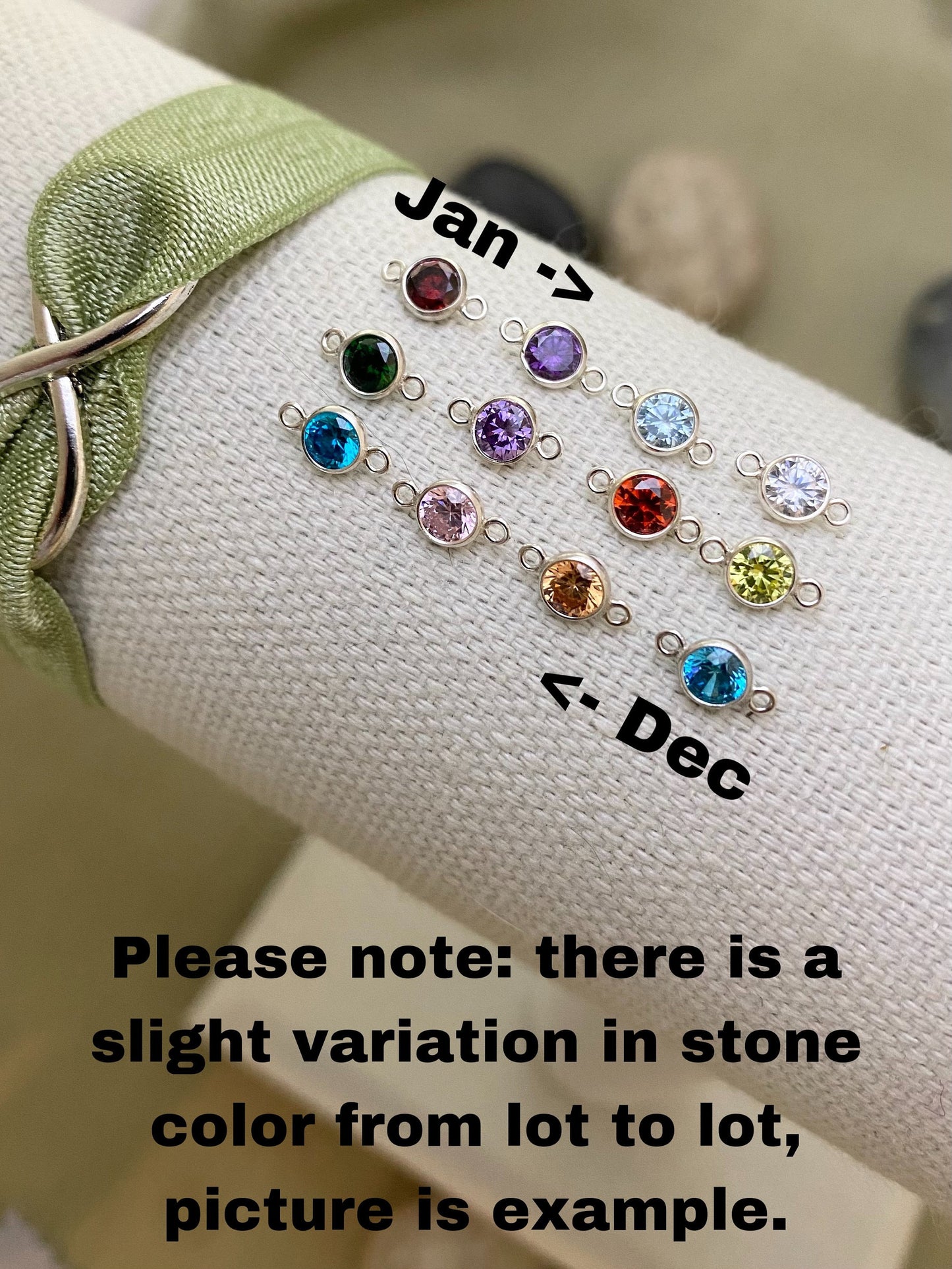 3mm Birthstone Connectors - Sterling Silver - B1S