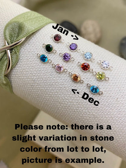 3mm Birthstone Connectors - Sterling Silver - B1S