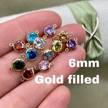 6mm Birthstone Connectors - Gold Filled - B3G