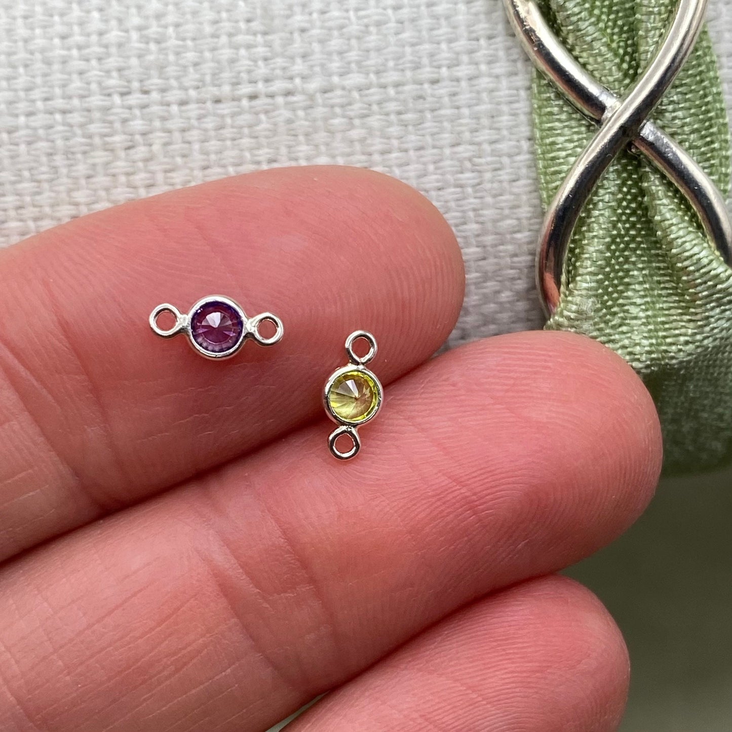 3mm Birthstone Connectors - Sterling Silver - B1S