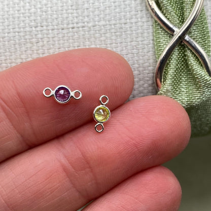 3mm Birthstone Connectors - Sterling Silver - B1S