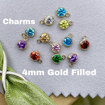 4mm Birthstone Charms - Gold Filled - B29G