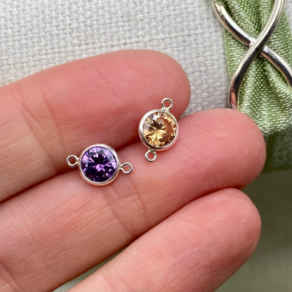 6mm Birthstone Connectors - Sterling Silver - B3S