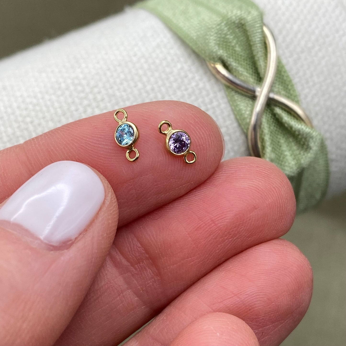 3mm Birthstone Connectors - Gold Filled - B1G