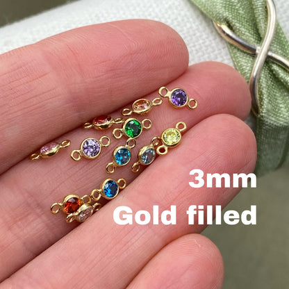 3mm Birthstone Connectors - Gold Filled - B1G