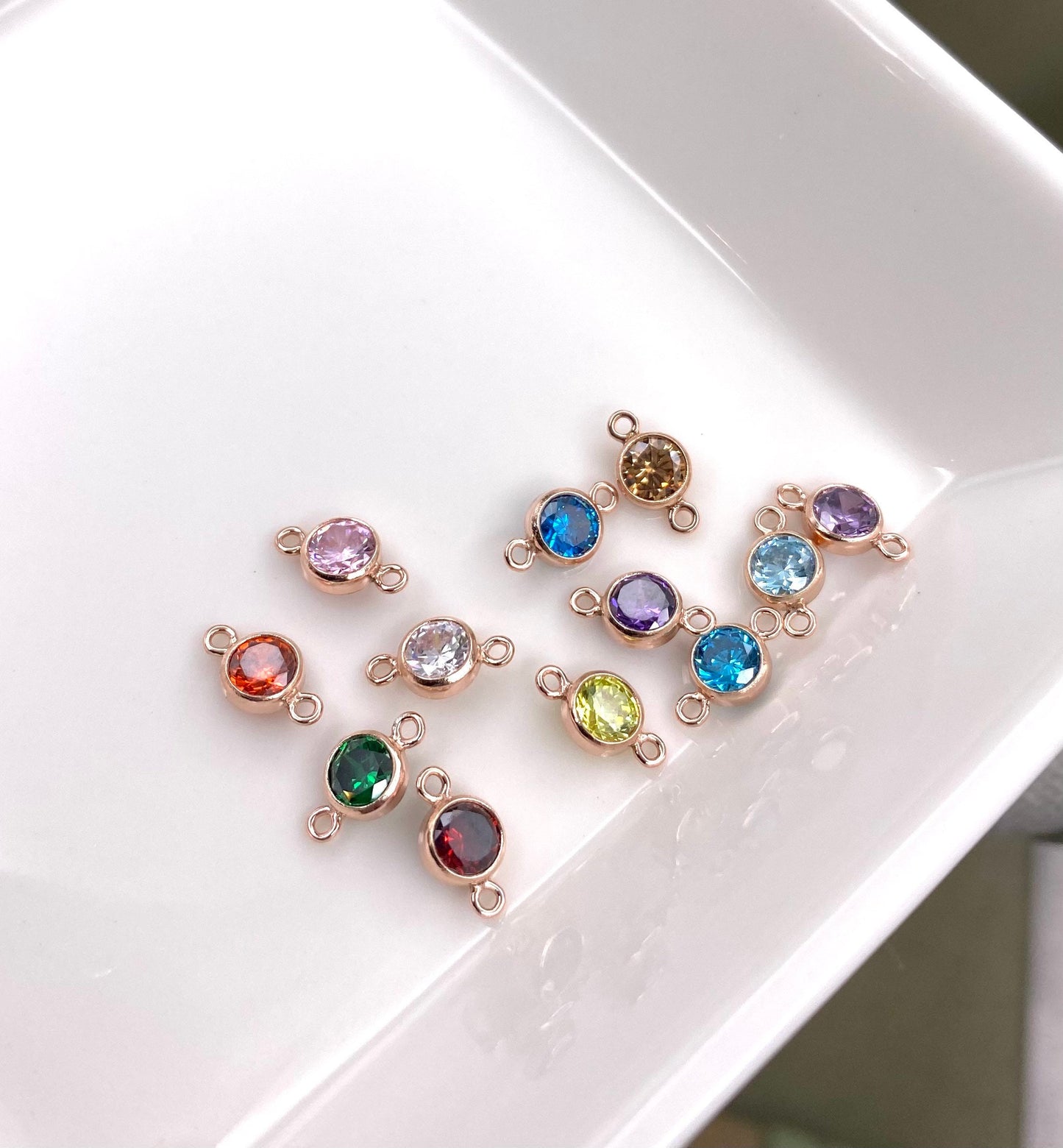 4mm Birthstone Connectors Round - Rose Gold Filled - B2R