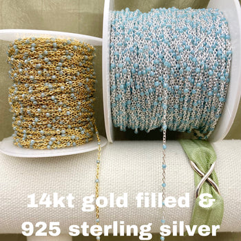 Glitter Blue Enamel Chain - Dot Cable - E18