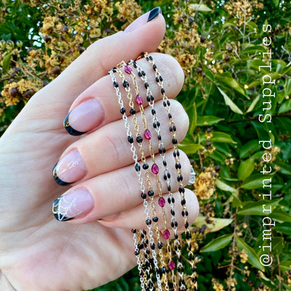 Black Enamel Chain - Dot Cable - E1
