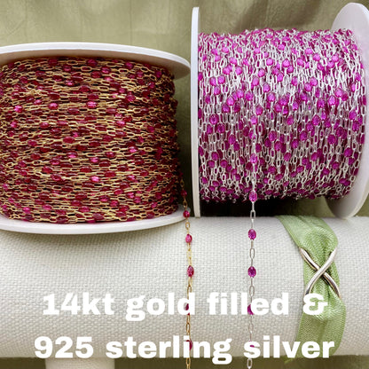 Fuchsia Enamel Chain - Sunburst - E14