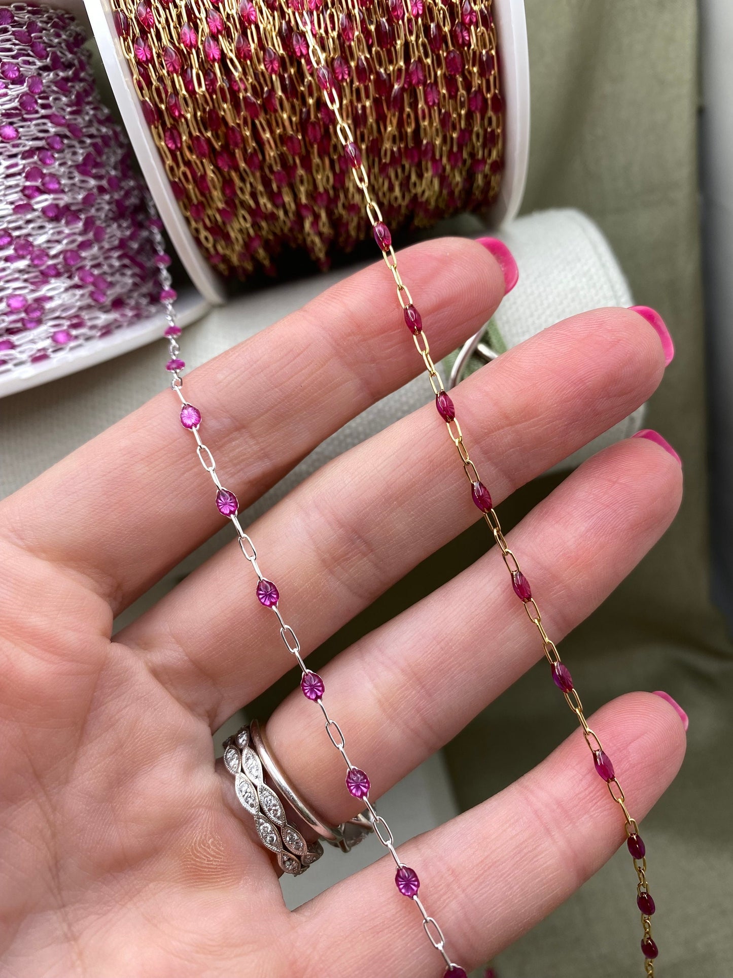 Cobalt Blue Enamel Chain - Sunburst - E26
