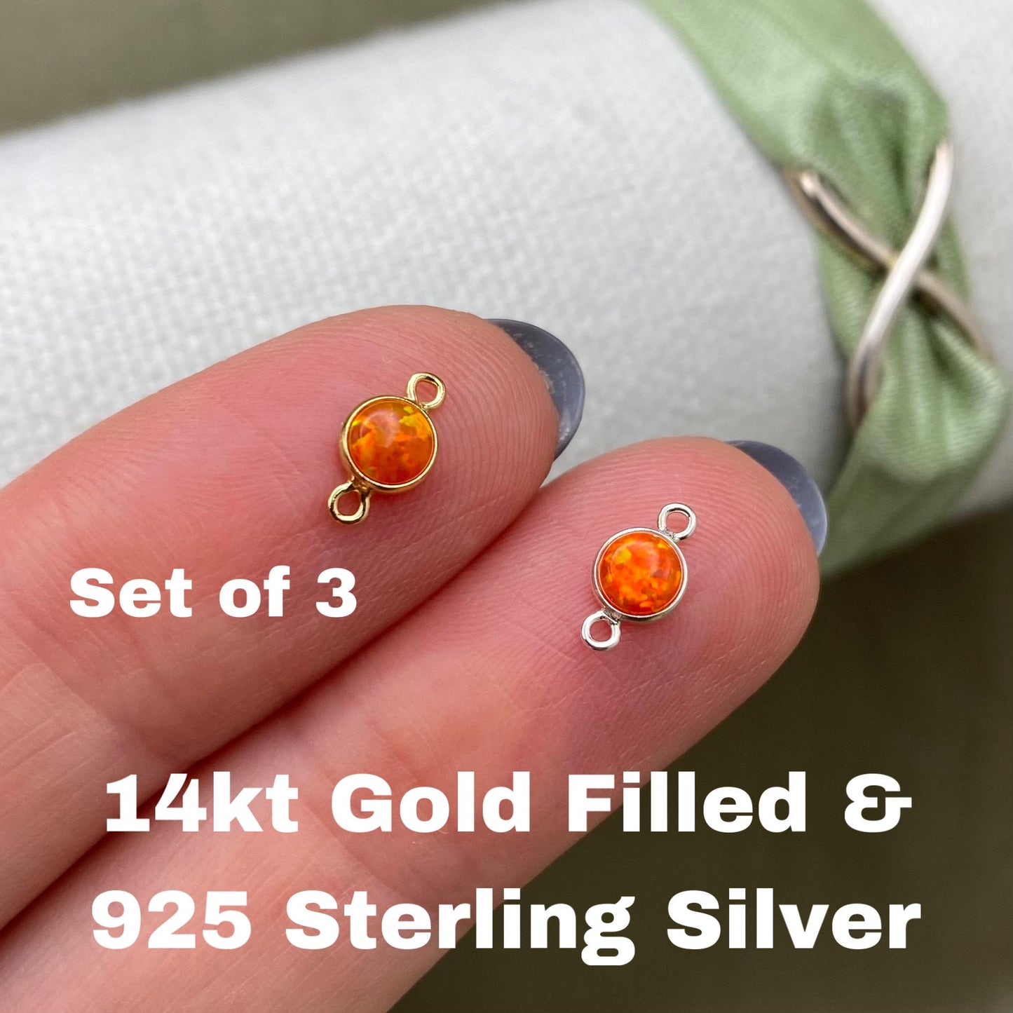 Orange Opal Connector 4mm - 3 Pack - B13