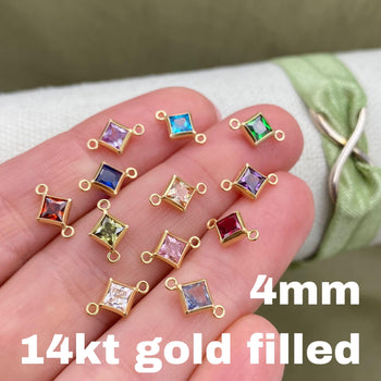 Diamond 4mm Birthstone Connectors - Gold Filled - B33