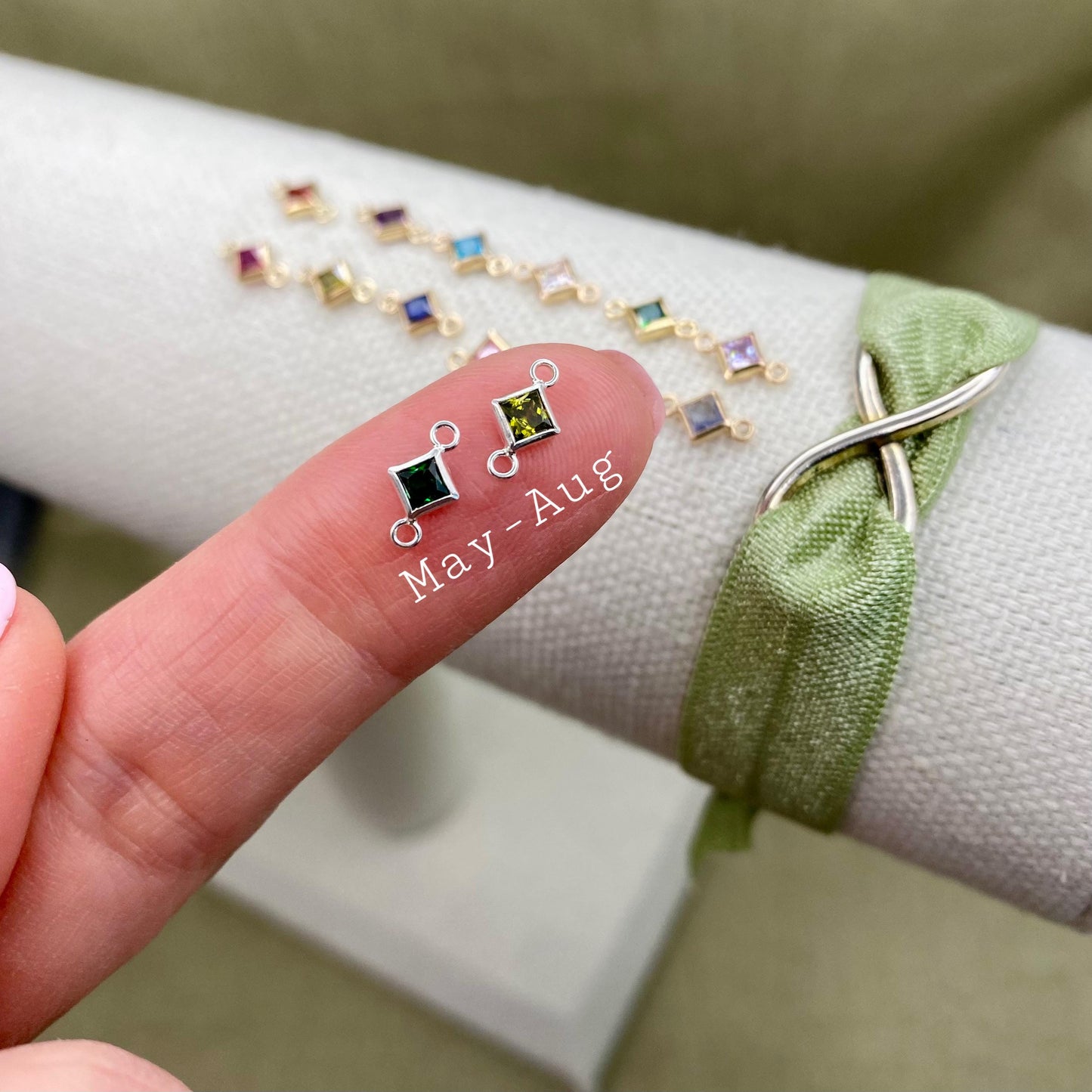 Diamond 3mm Birthstone Connectors - Sterling Silver - B32S
