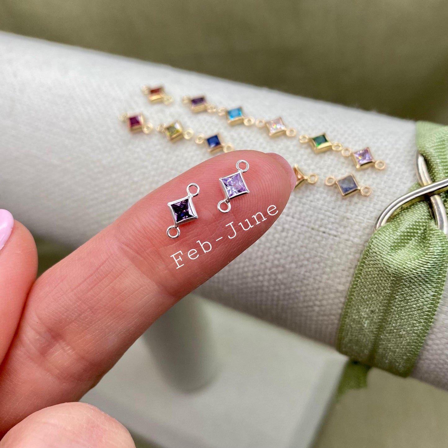 Marquise Birthstone Connectors - Sterling Silver - B34S
