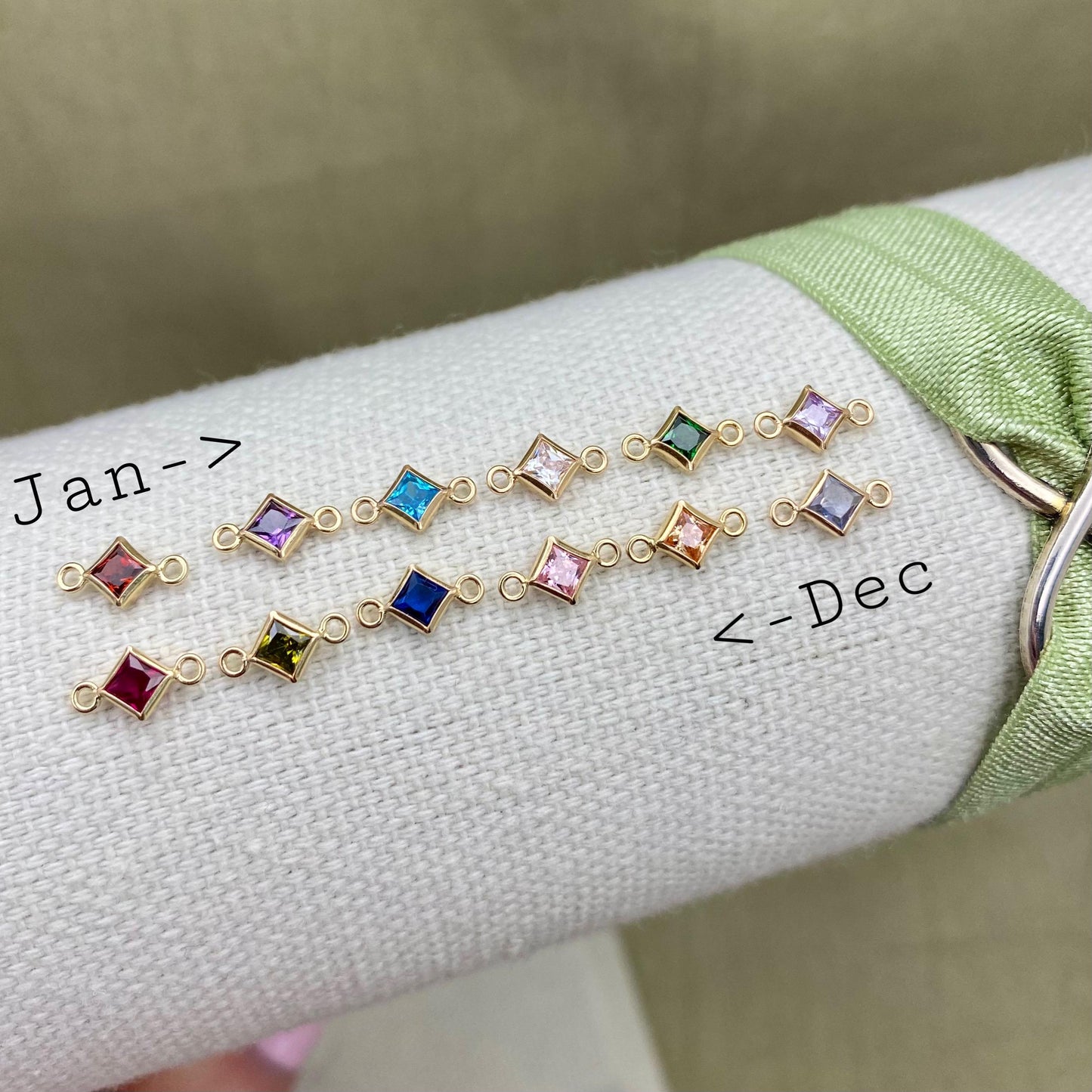 Diamond 3mm Birthstone Connectors - Sterling Silver - B32S