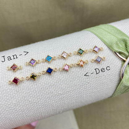 Diamond 3mm Birthstone Connectors - Sterling Silver - B32S