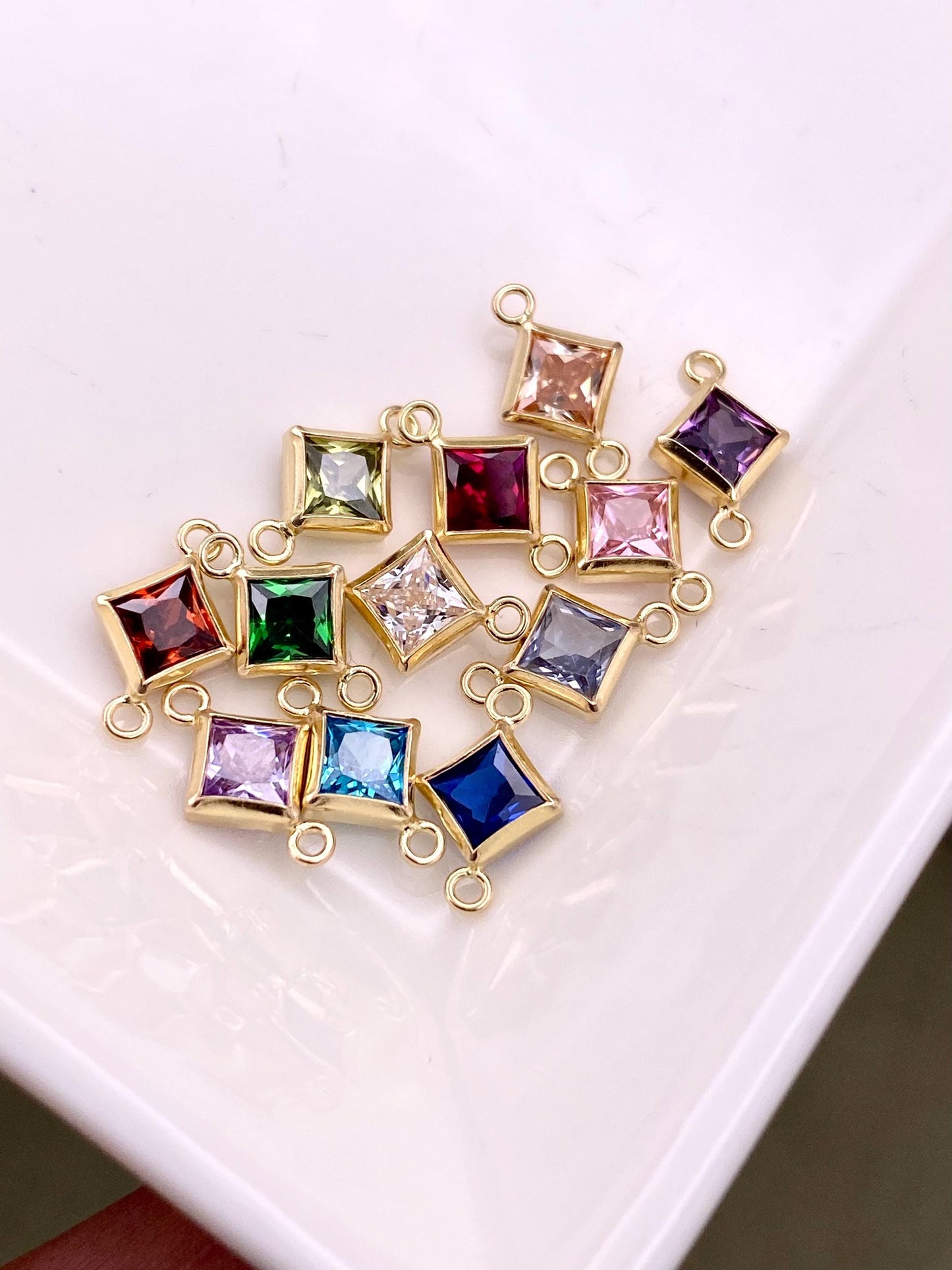 Diamond 4mm Birthstone Connectors - Gold Filled - B33