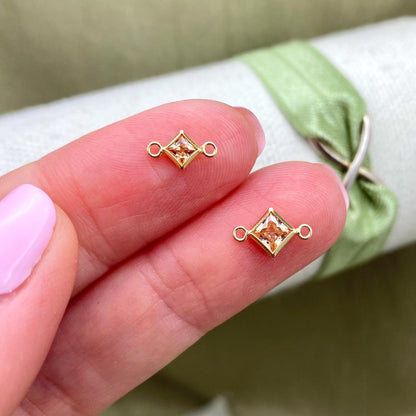 Diamond 4mm Birthstone Connectors - Gold Filled - B33
