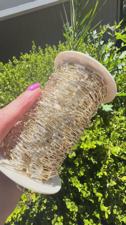 Elongated Mixed Metal Paperclip Chain 4.40mm x 11.40mm - C50
